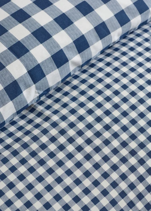 Catherine Lansfield Bamford Gingham Check Reversible Duvet Cover Set Navy Blue - Single Image 4