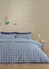 Catherine Lansfield Bamford Gingham Check Reversible Duvet Cover Set Navy Blue - Single Image 2