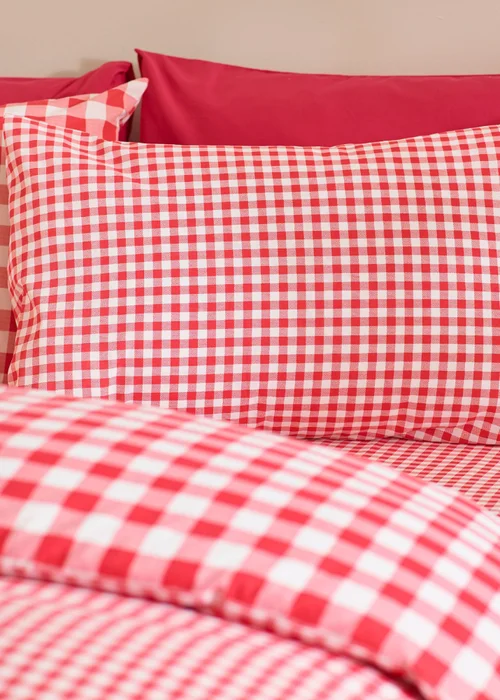 Catherine Lansfield Bamford Gingham Check Reversible Duvet Cover Set Red - Single Image 3