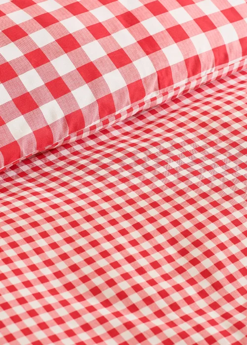 Catherine Lansfield Bamford Gingham Check Reversible Duvet Cover Set Red - Single Image 4