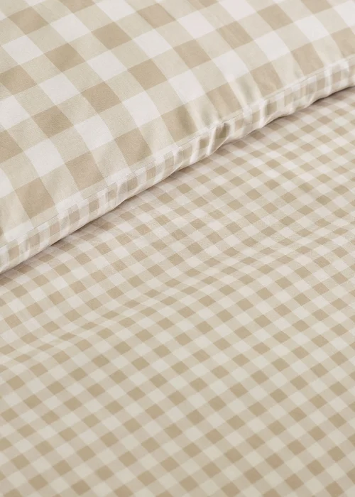 Catherine Lansfield Bamford Gingham Check Reversible Duvet Cover Set Natural - Single Image 4
