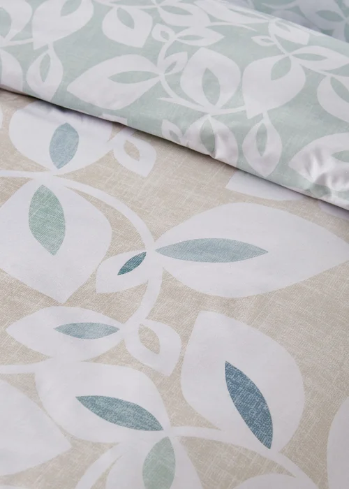 Catherine Lansfield Inga Leaf Reversible Duvet Cover Set Natural - Single Image 4