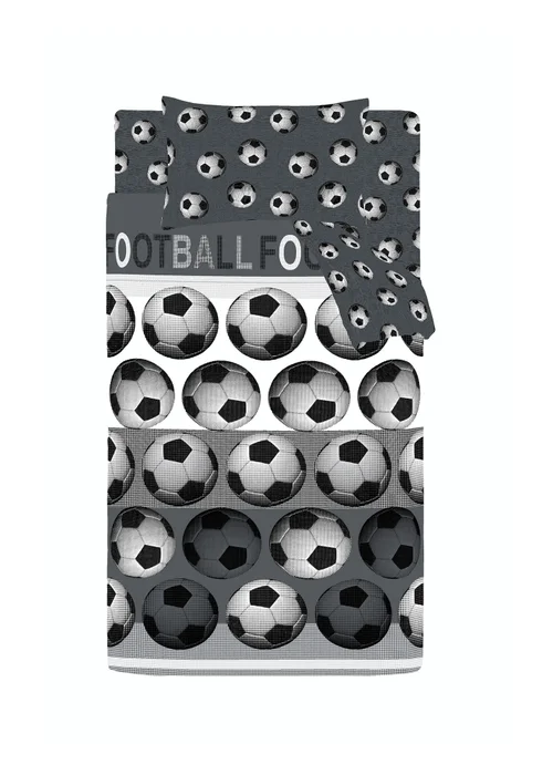Catherine Lansfield Football Reversible Duvet Cover Set Grey - Single Image 5