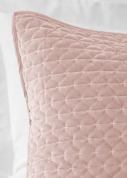 Bianca Fine Linens Attica Velvet Embroidered Pillow sham Pair Pink - One Size Image 2