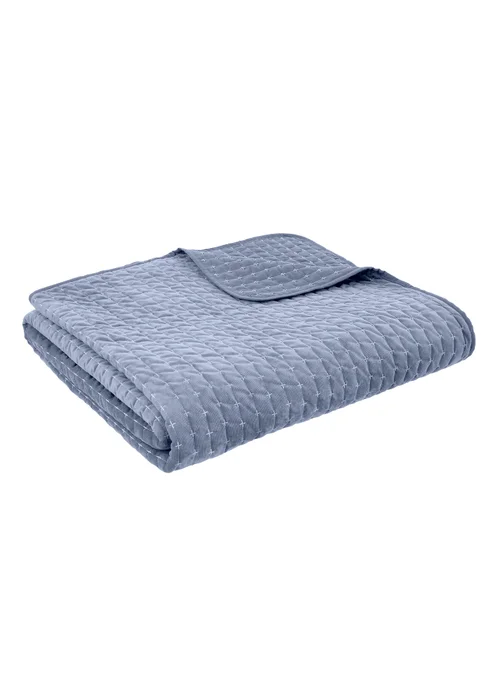 Bianca Fine Linens Attica Velvet Embroidered 240x260cm Bedspread Blue - One Size Image 3