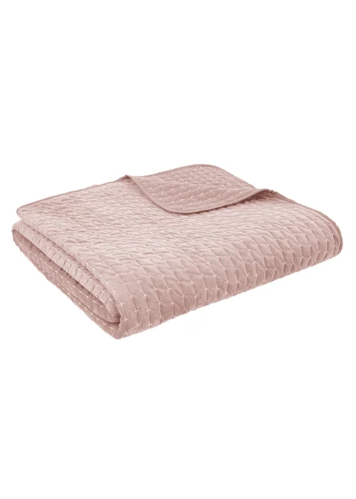 Bianca Fine Linens Attica Velvet Embroidered 240x260cm Bedspread Pink - One Size Image 3