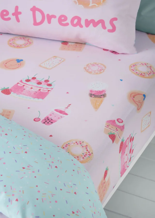 Catherine Lansfield Sweet Treats Fitted Sheet Pink