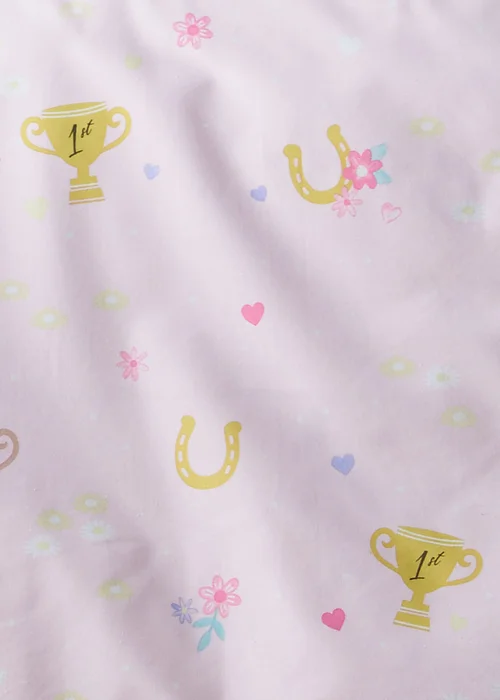 Catherine Lansfield Happy Horses Fitted Sheet Pink - Junior Image 2