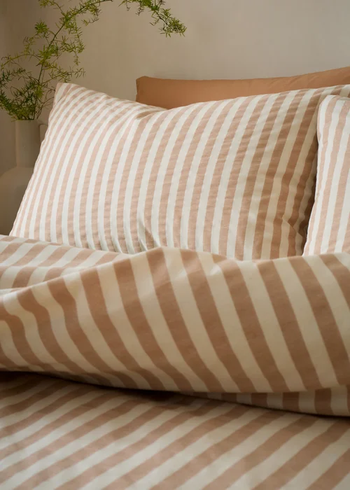 Pineapple Elephant Cotton Rich Woven Stripe Duvet Cover Set Clay - Single Image 2