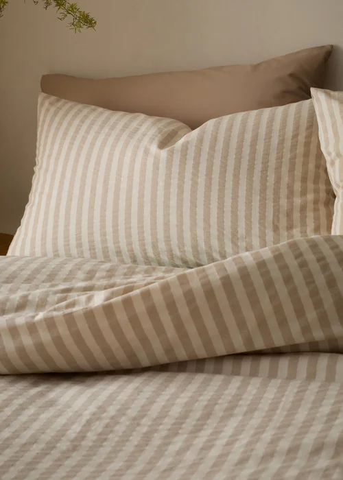 Pineapple Elephant Cotton Rich Woven Stripe Duvet Cover Set Natural - Single Image 2