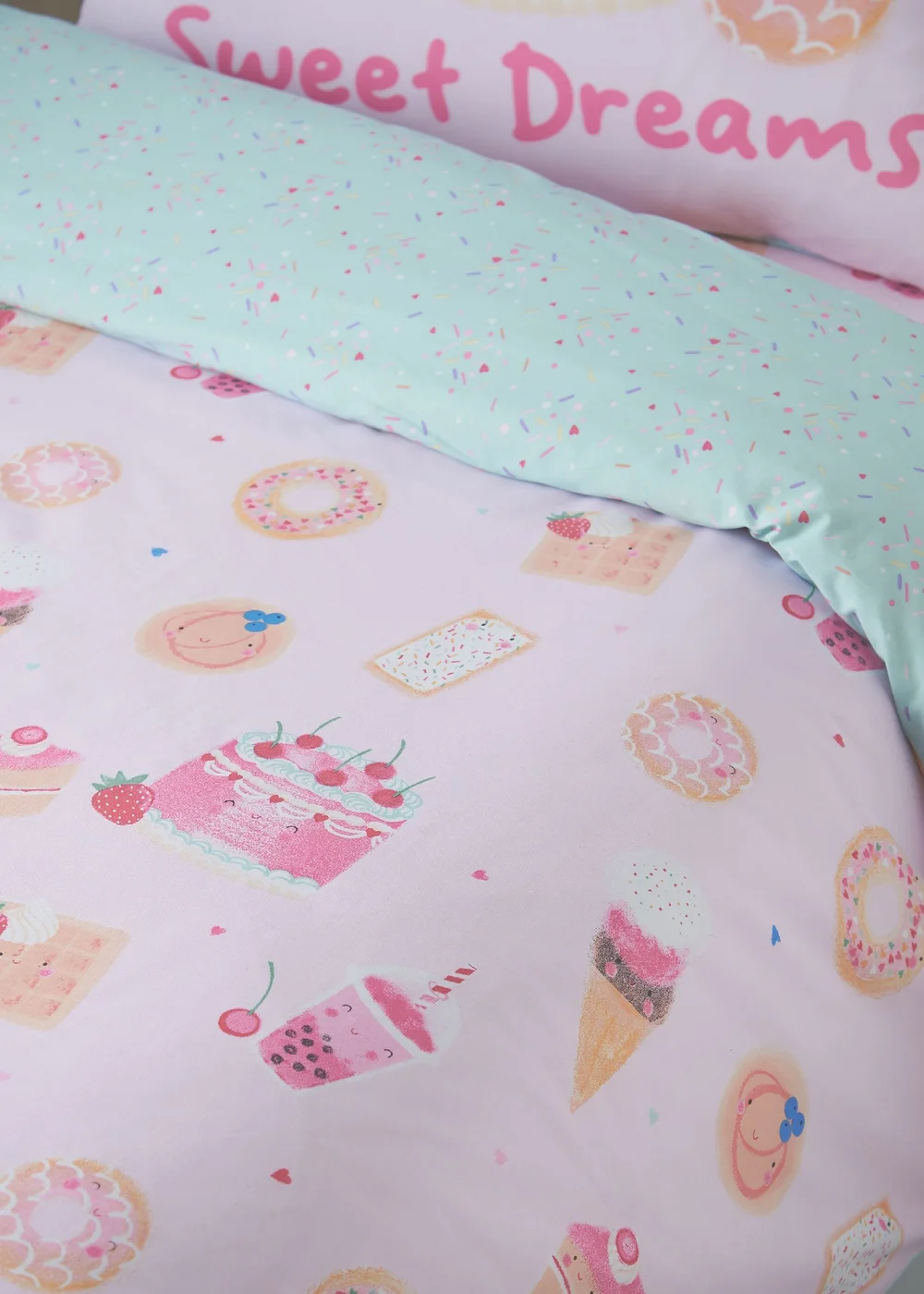 Catherine Lansfield Sweet Treats Reversible Duvet Cover Set Pink - Single Image 4
