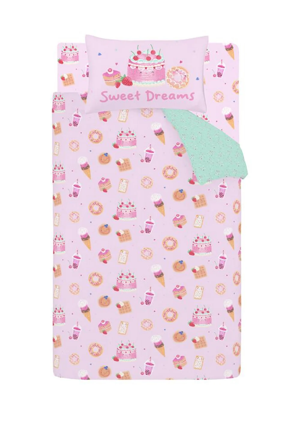 Catherine Lansfield Sweet Treats Reversible Duvet Cover Set Pink - Single Image 5