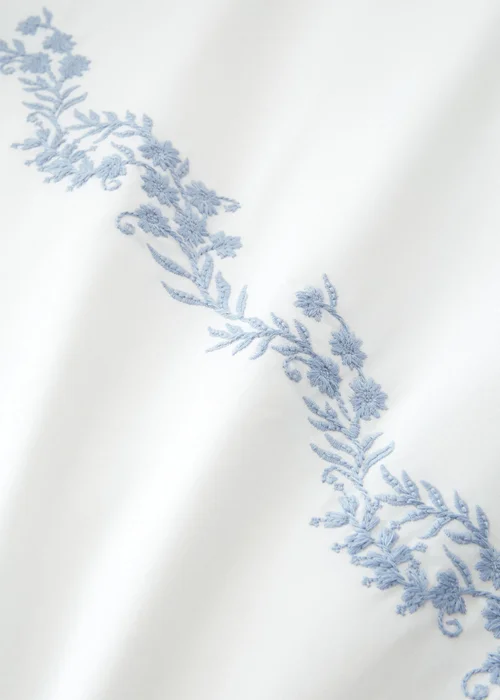 Bianca Fine Linens Camille Embroidered Floral 200 Thread Count Cotton Duvet Cover Set Blue - Single Image 3