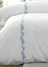 Bianca Fine Linens Camille Embroidered Floral 200 Thread Count Cotton Duvet Cover Set Blue - Single Image 4