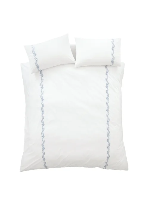 Bianca Fine Linens Camille Embroidered Floral 200 Thread Count Cotton Duvet Cover Set Blue - Single Image 5