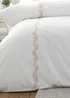 Bianca Fine Linens Camille Embroidered Floral 200 Thread Count Cotton Duvet Cover Set Pink - Single Image 4