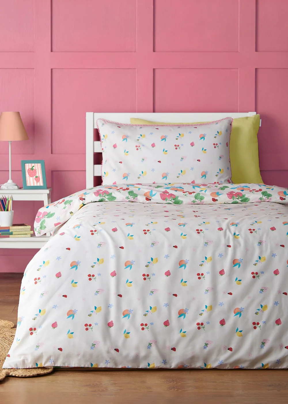 Catherine Lansfield Fruity Friends Reversible Duvet Cover Set Bright - Single Image 2