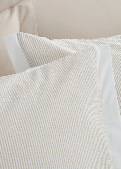 Bianca Fine Linens Seersucker Woven Stripe 180 Thread Count Cotton Duvet Cover Set Natural - Single Image 3