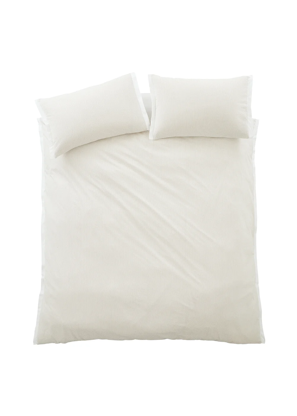 Bianca Fine Linens Seersucker Woven Stripe 180 Thread Count Cotton Duvet Cover Set Natural - Single Image 6