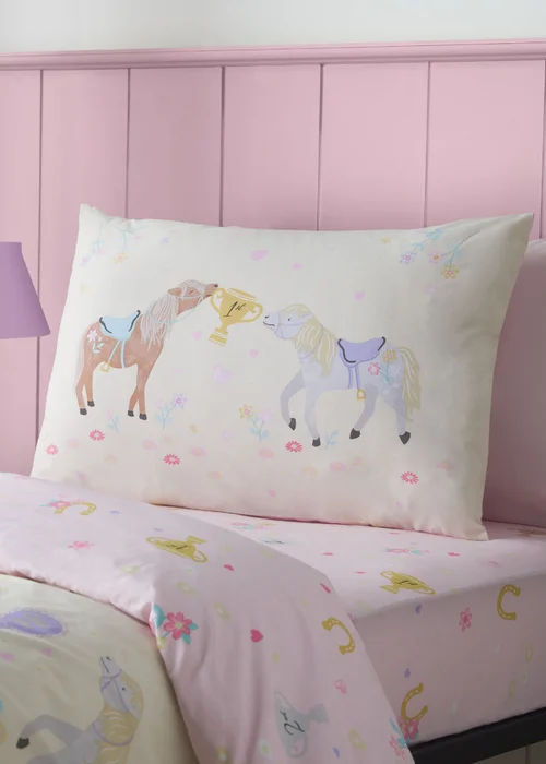 Catherine Lansfield Happy Horses Reversible Duvet Cover Set Cream - Junior Image 3
