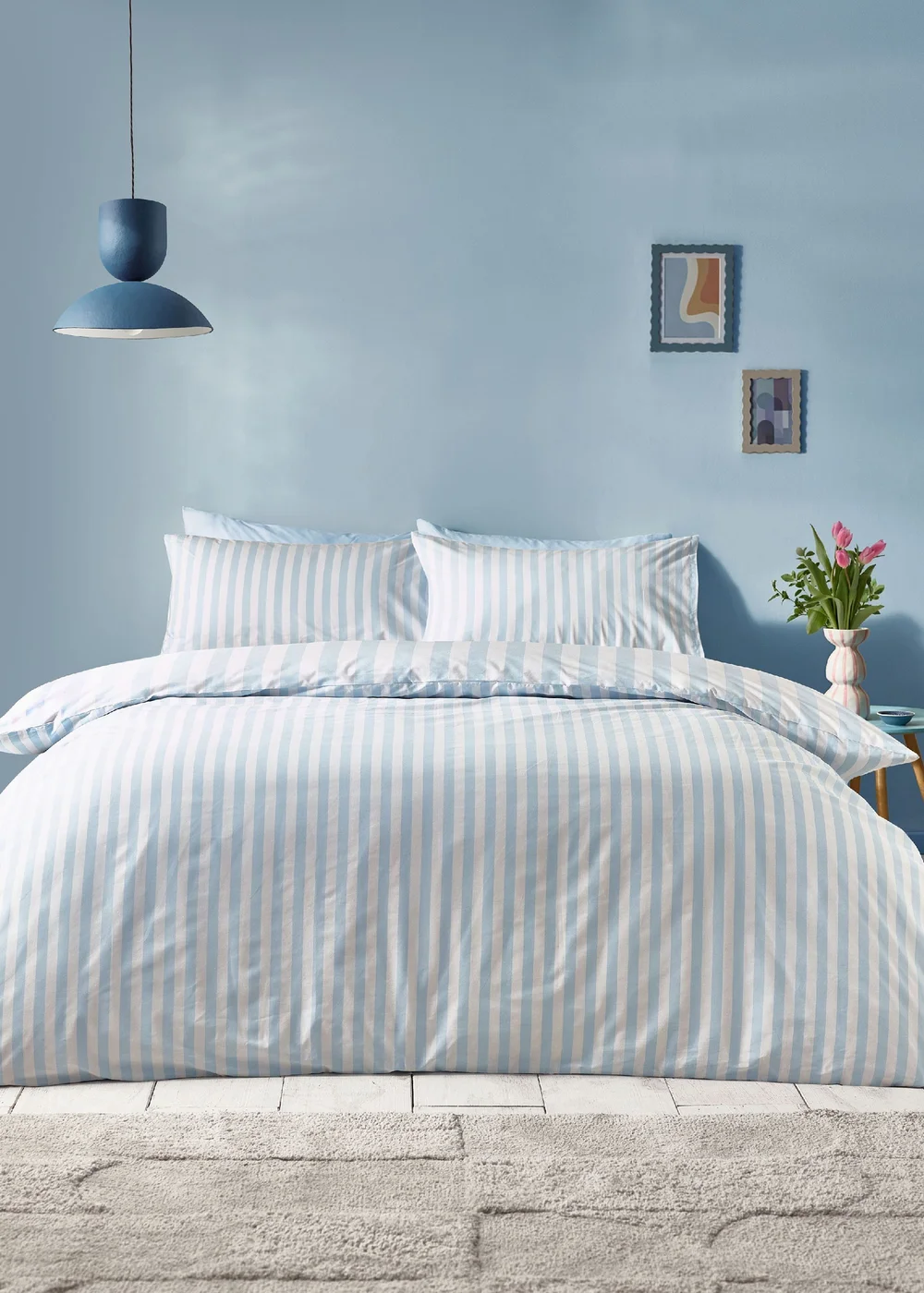 Sassy B Stripe Tease Reversible Duvet Cover Set Blue - Single Image 2