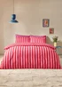Sassy B Stripe Tease Reversible Duvet Cover Set Red - Single Image 1