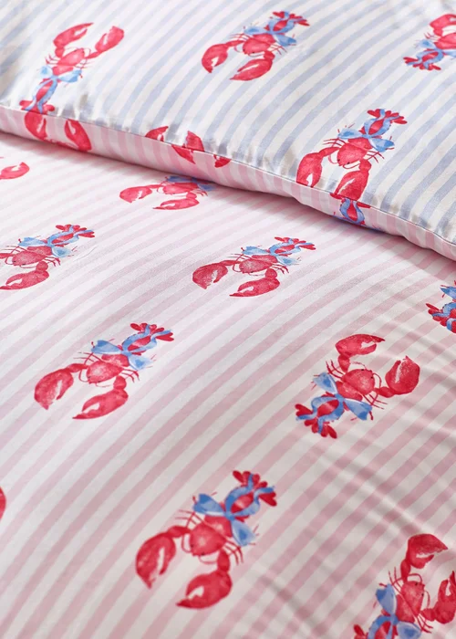 Sassy B Lobster Stripe Reversible Duvet Cover Set Pink - Single Image 4
