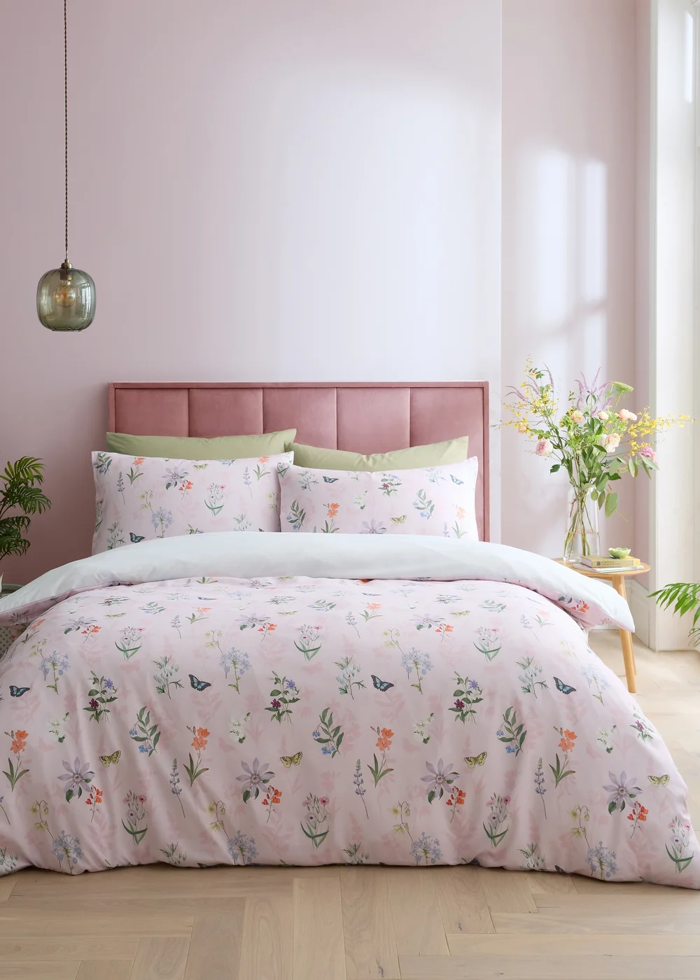 RHS x Catherine Lansfield Enchanted Butterfly Garden So Soft Duvet Cover Set Pink - Single Image 2