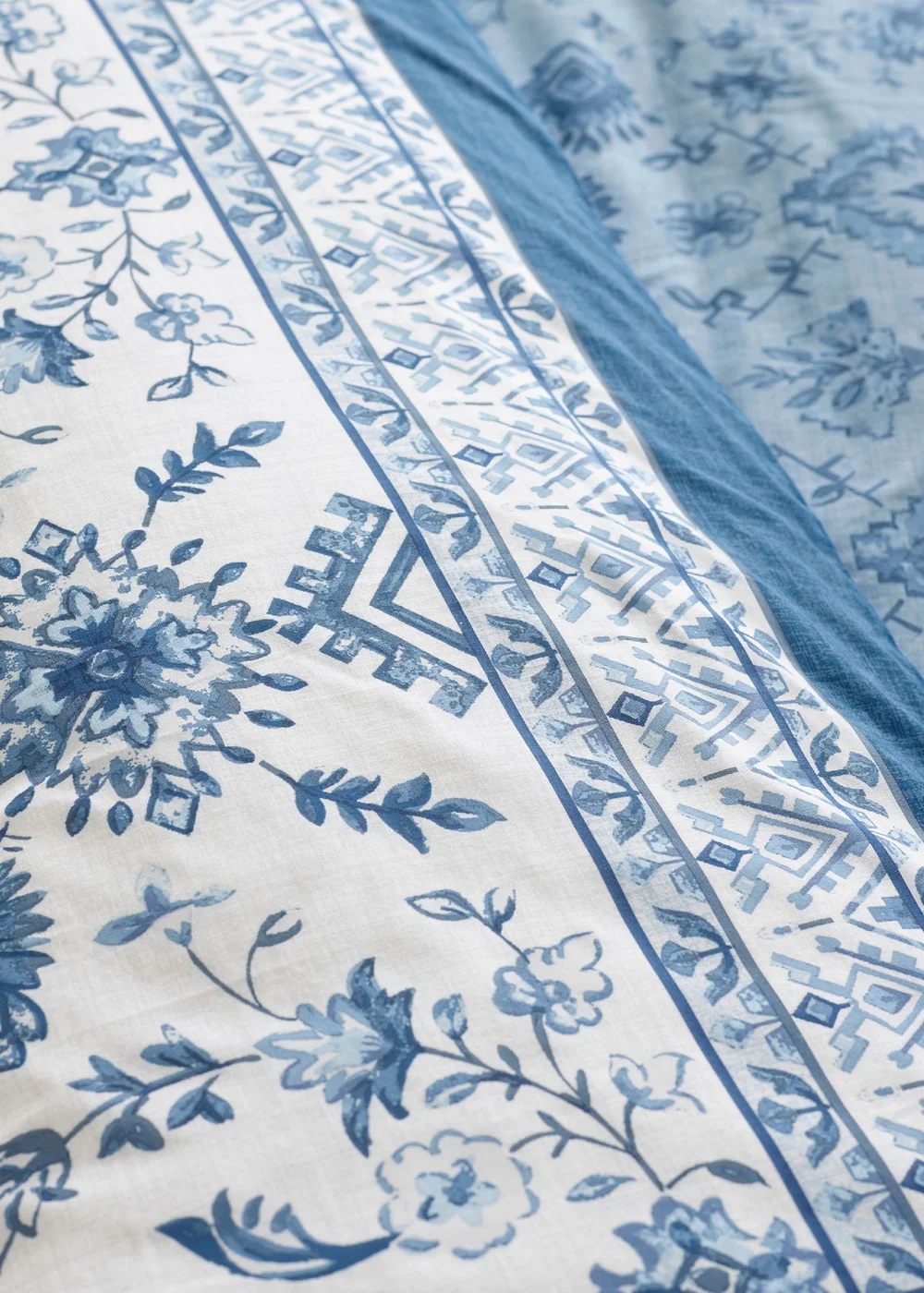 Catherine Lansfield Zoukara Floral Reversible Duvet Cover Set Blue - Single Image 4