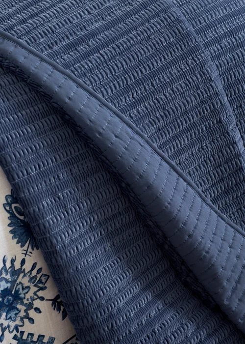 Catherine Lansfield Velvet Pinsonic Quilted 220x220cm Bedspread Navy Blue - One Size Image 3