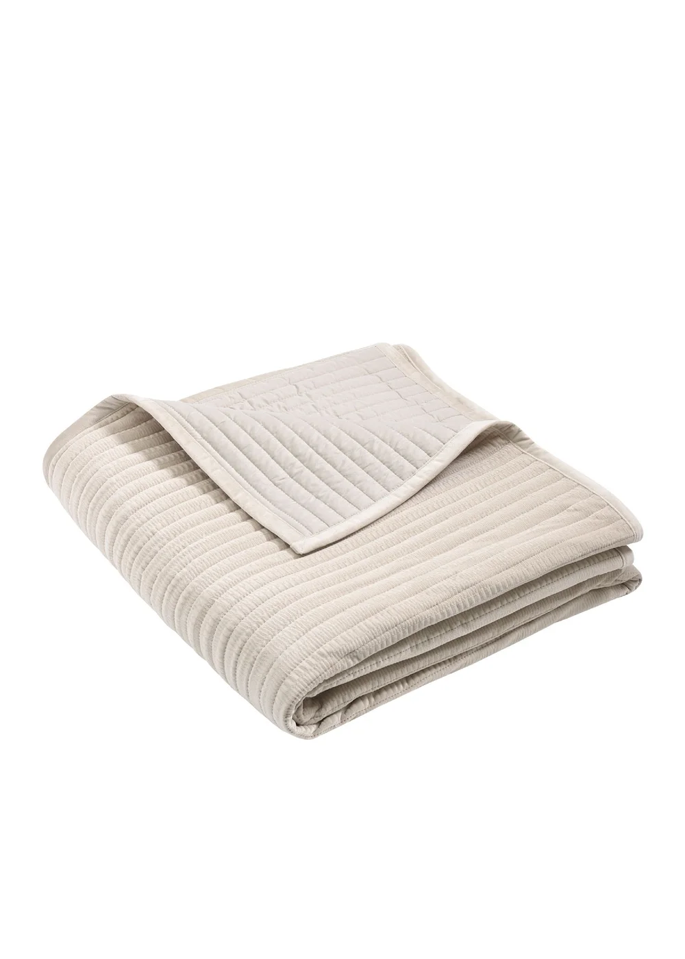 Catherine Lansfield Velvet Pinsonic Quilted 220x220cm Bedspread Natural - One Size Image 3