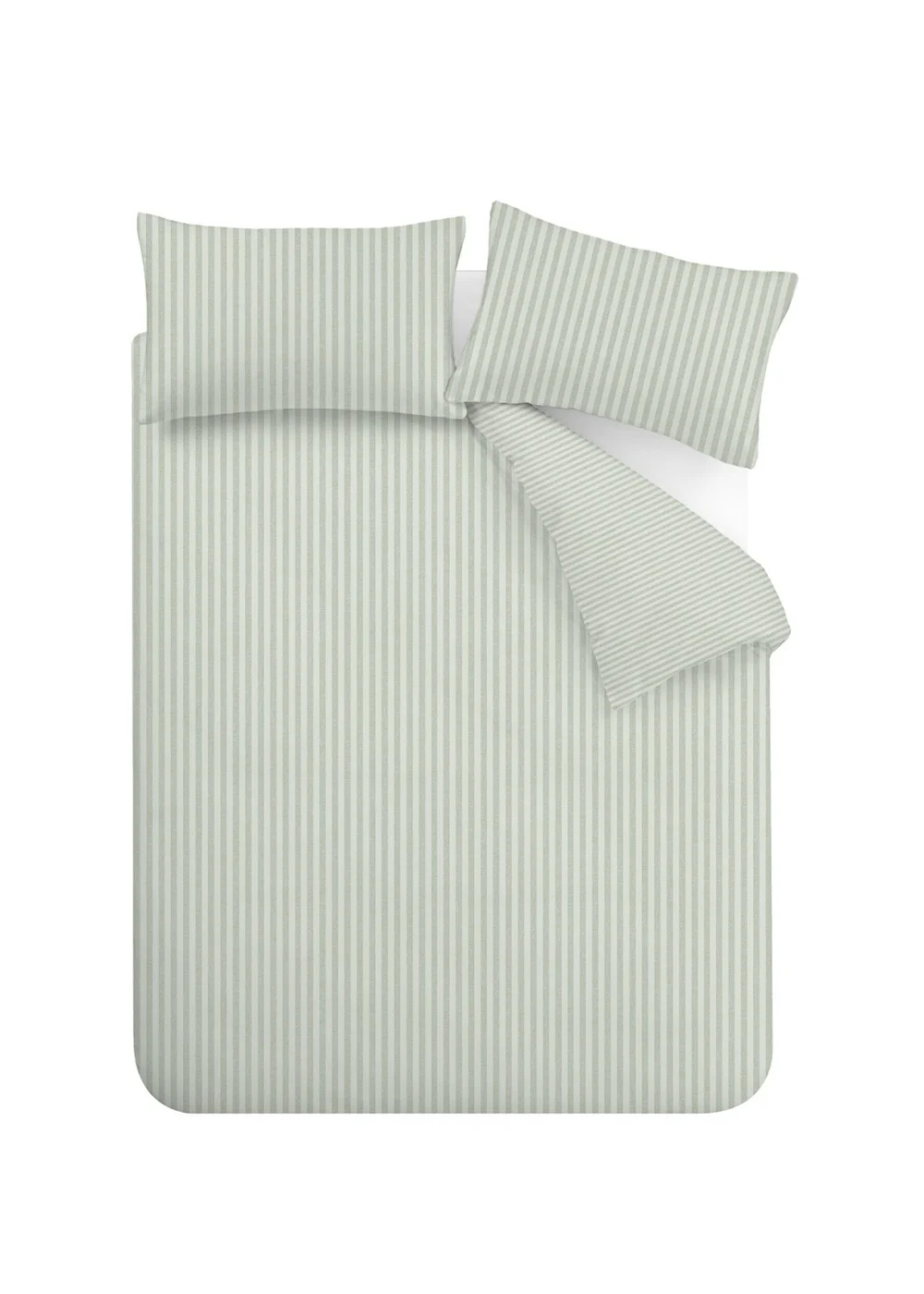 Catherine Lansfield Epping Textured Stripe Reversible Duvet Cover Set Green - Single Image 5