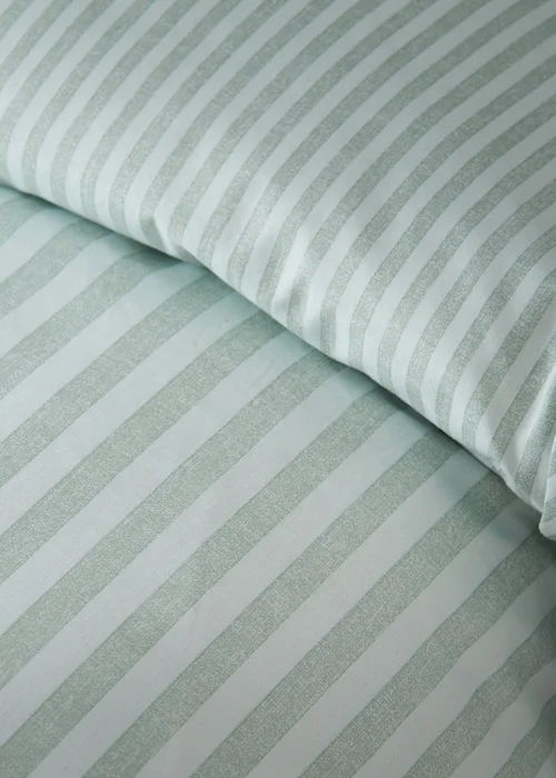 Catherine Lansfield Epping Textured Stripe Reversible Duvet Cover Set Green - Single Image 4