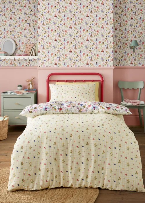Belle & Boo Garden Friends Reversible Cotton Duvet Cover Set White - Junior Image 2