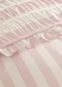 Catherine Lansfield Seersucker Frill Stripe Duvet Cover Set Pink - Single Image 4