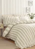 Catherine Lansfield Seersucker Frill Stripe Duvet Cover Set Natural - Single Image 2