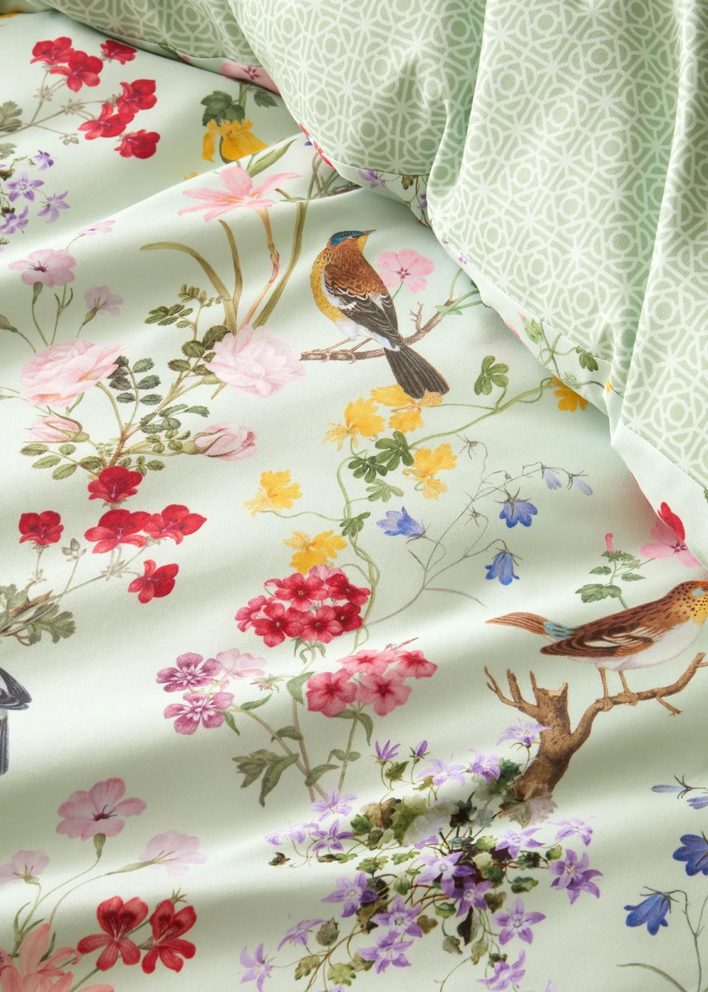 RHS x Catherine Lansfield Birds In Bloom So Soft Duvet Cover Set Green - Single Image 5