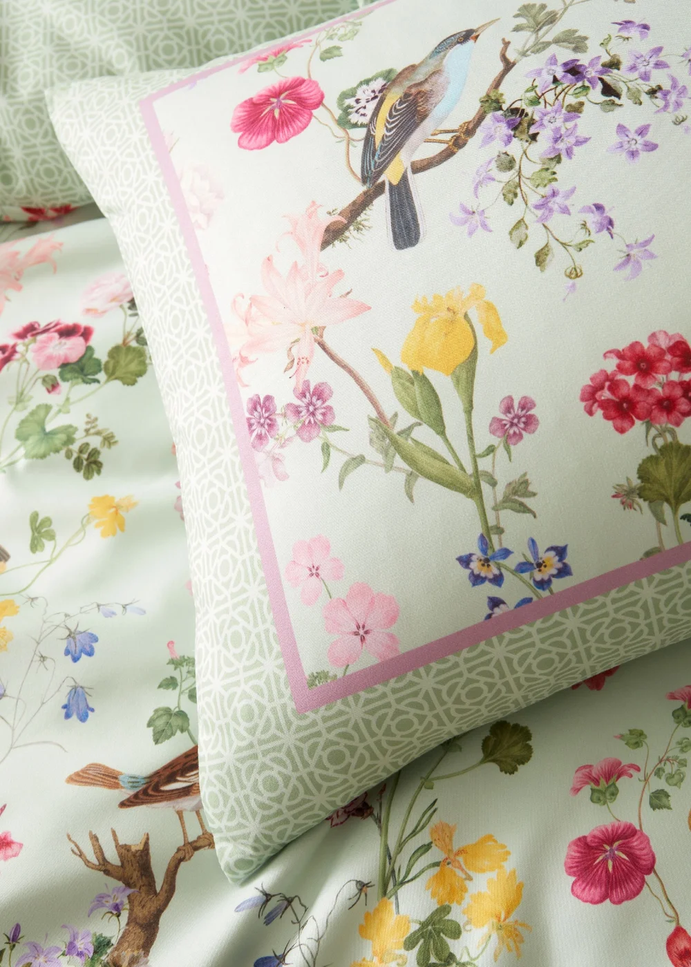 RHS x Catherine Lansfield Birds In Bloom So Soft Duvet Cover Set Green - Single Image 4