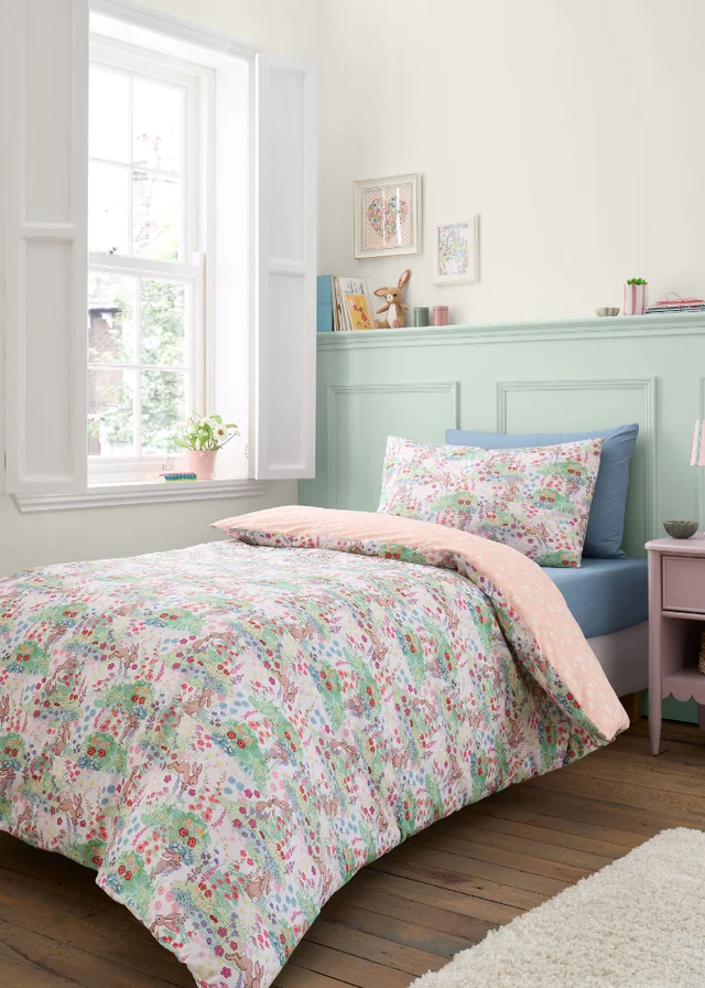 Belle & Boo Meadow Bunnies Reversible Cotton Duvet Cover Set Blue