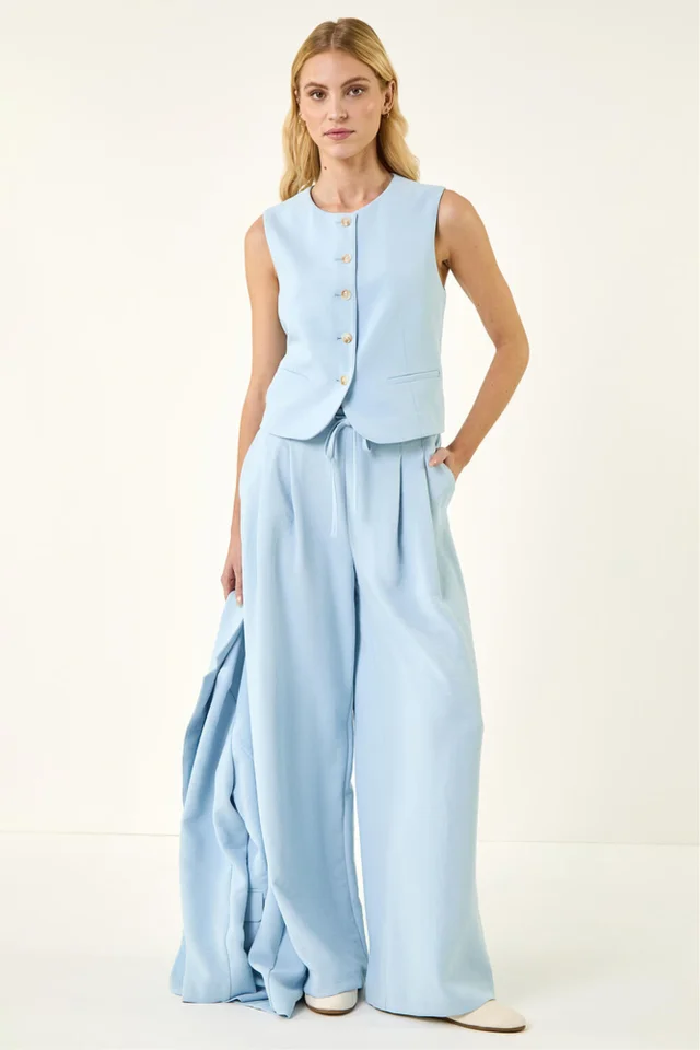 Roman Light Blue Buttoned Waistcoat