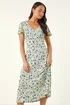 Roman Blue Petite Floral V-Neck Midi Dress - 14 Image 4