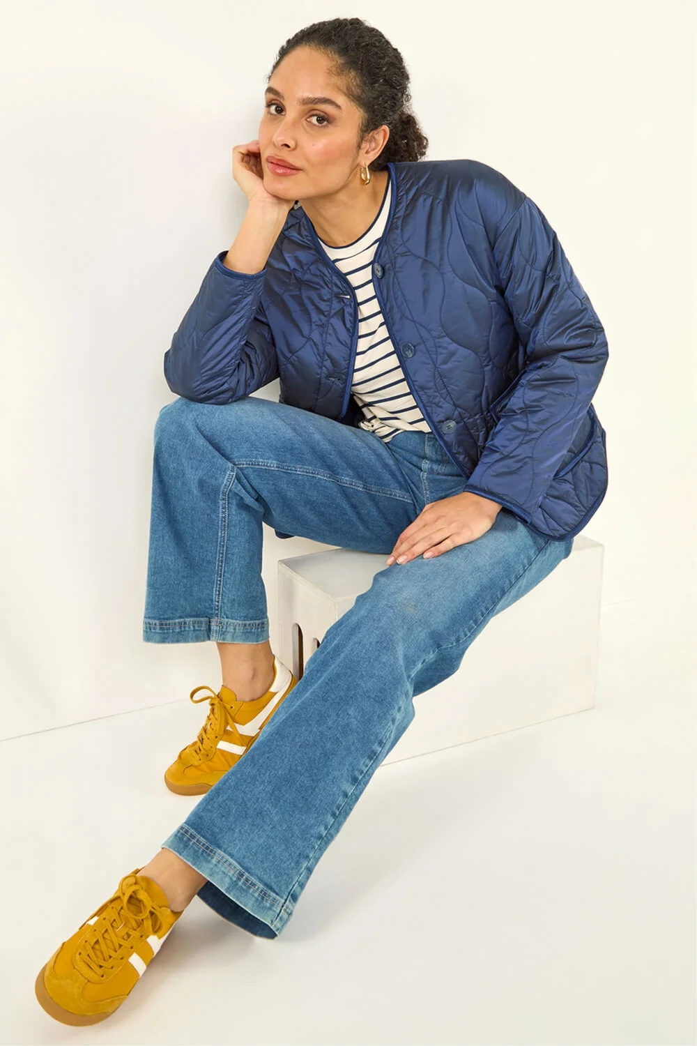 Roman Navy Two Tone Crew Neck Jacket - Size 20 Image 1