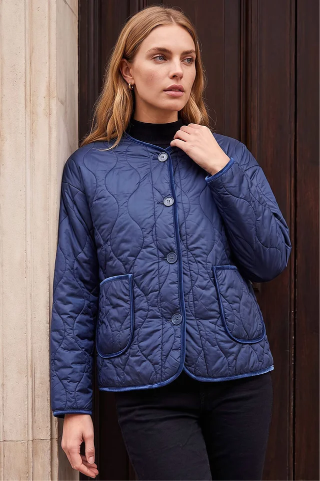 Roman Navy Two Tone Crew Neck Jacket