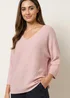 Blue Vanilla Pink Metallic V Neck Knitted Ripple Jumper - One Size Image 3