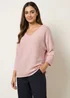 Blue Vanilla Pink Metallic V Neck Knitted Ripple Jumper - One Size Image 1