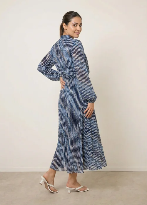 Blue Vanilla Navy High Neck Bubble Print Dress - L Image 3
