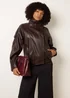 Blue Vanilla Brown High Collar Faux Leather Jacket - S/M Image 1