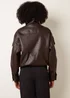 Blue Vanilla Brown High Collar Faux Leather Jacket - S/M Image 4