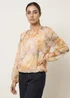 Blue Vanilla Yellow Floral Print Mesh Blouse - Medium/Large Image 1