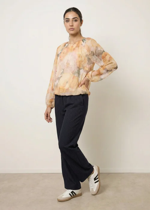 Blue Vanilla Yellow Floral Print Mesh Blouse - Medium/Large Image 2